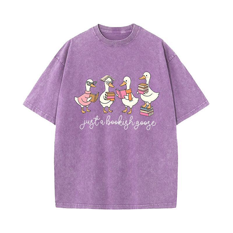 Just A Bookish Goose Washed T-Shirt