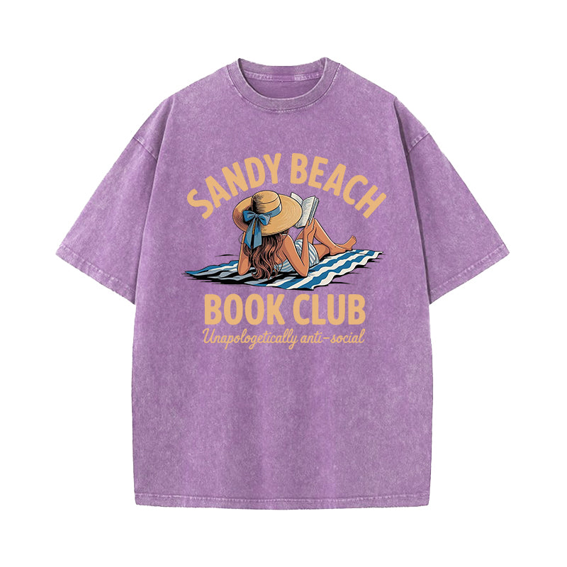 Sandy Beach Book Club Washed T-Shirt