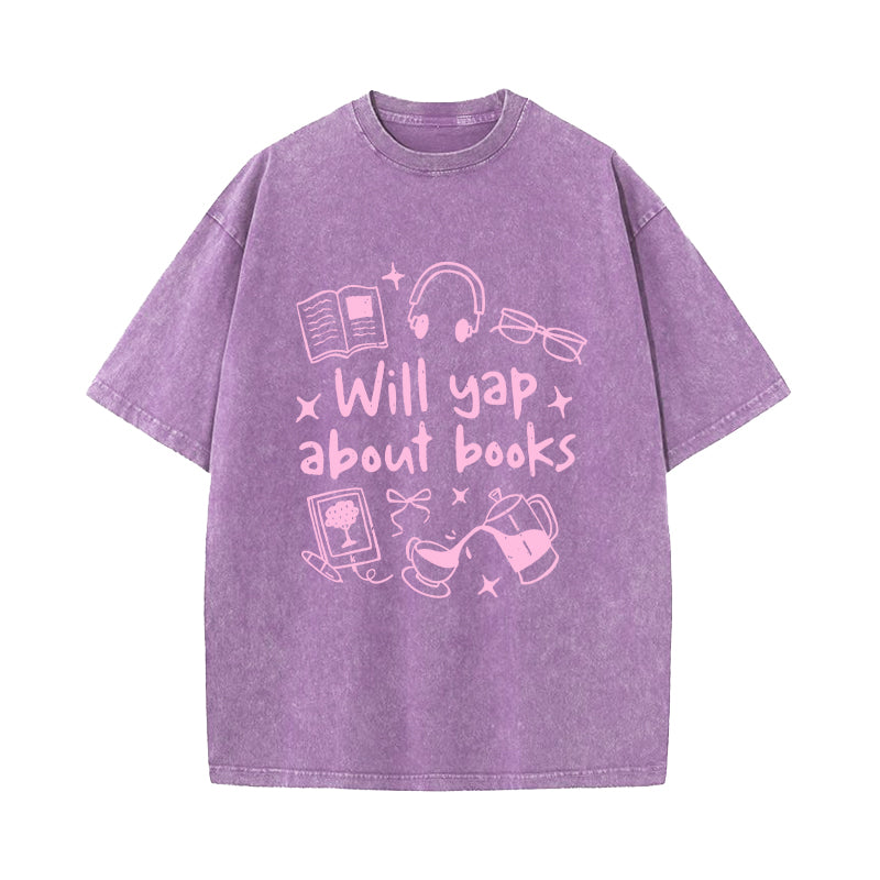 Will Yap About Books Washed T-Shirt