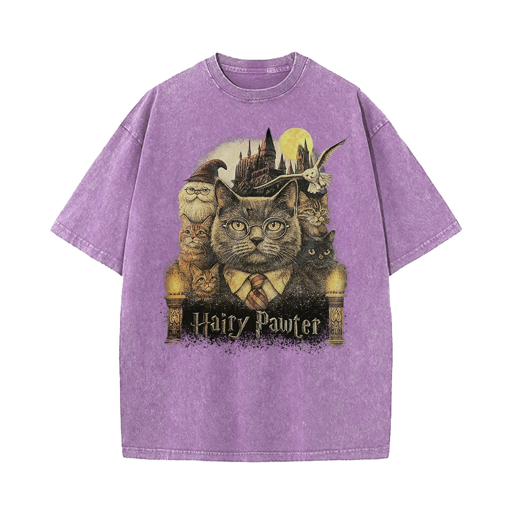 Hairy Pawter Wizard Fantasy Washed T-Shirt