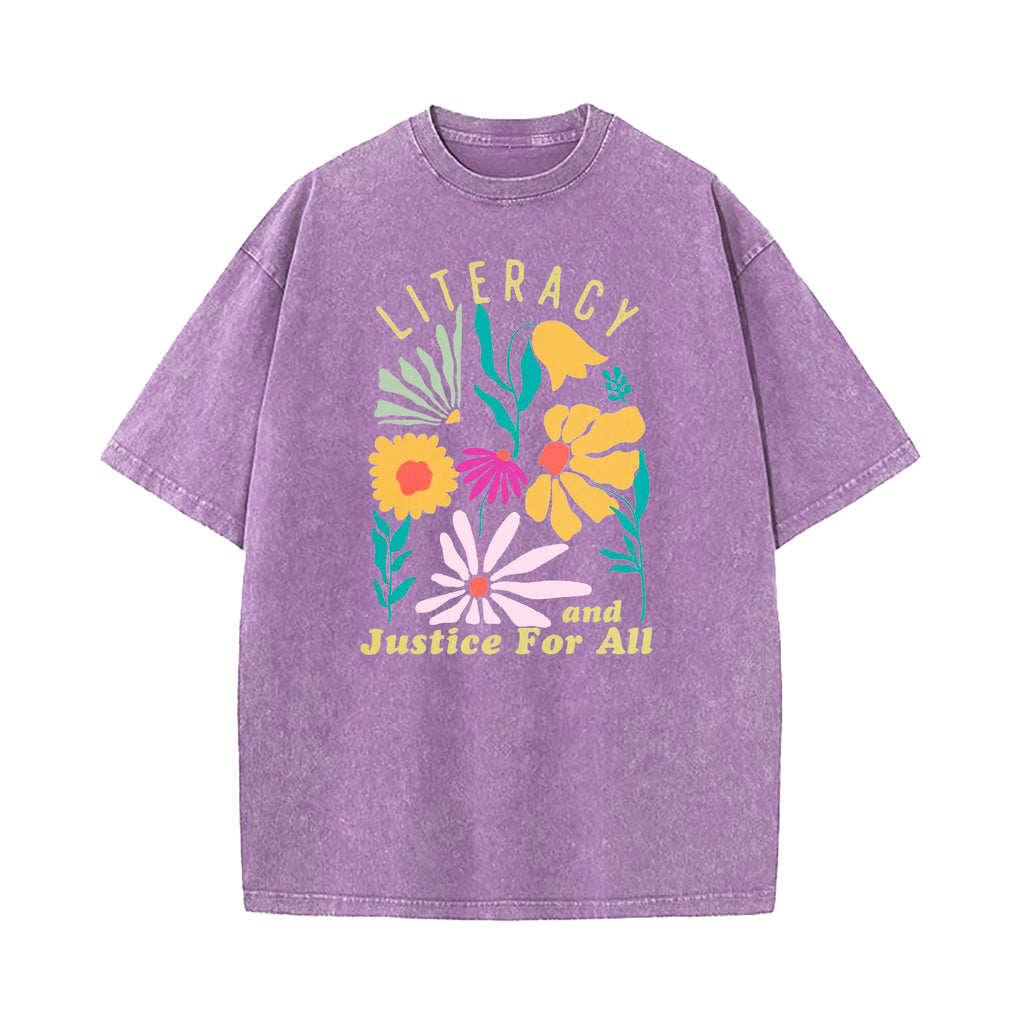 Literacy and Justice for All Washed T-Shirt