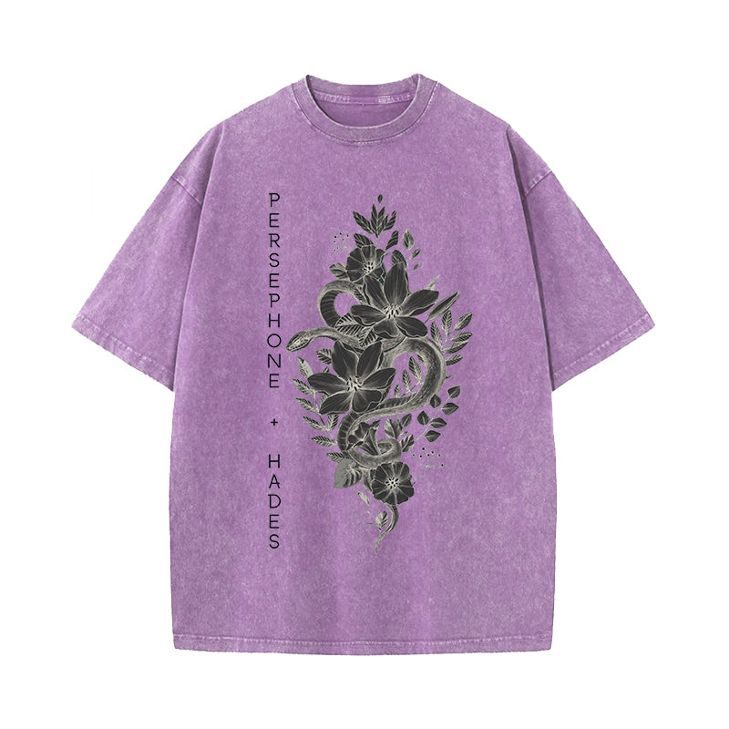 Persephone and Hades Greek Mythology Washed T-Shirt