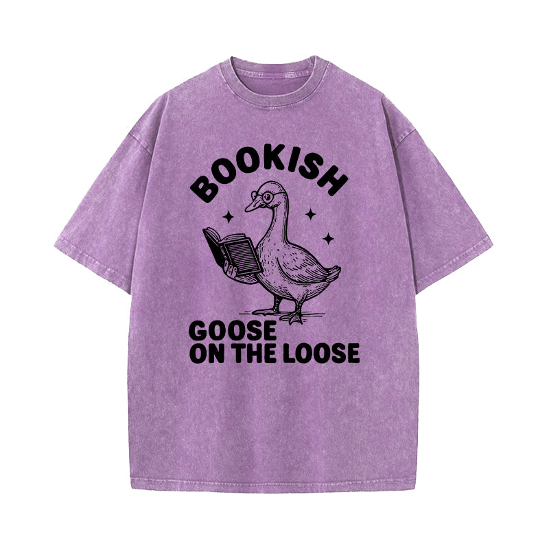 Bookish Goose On The Loose Washed T-Shirt