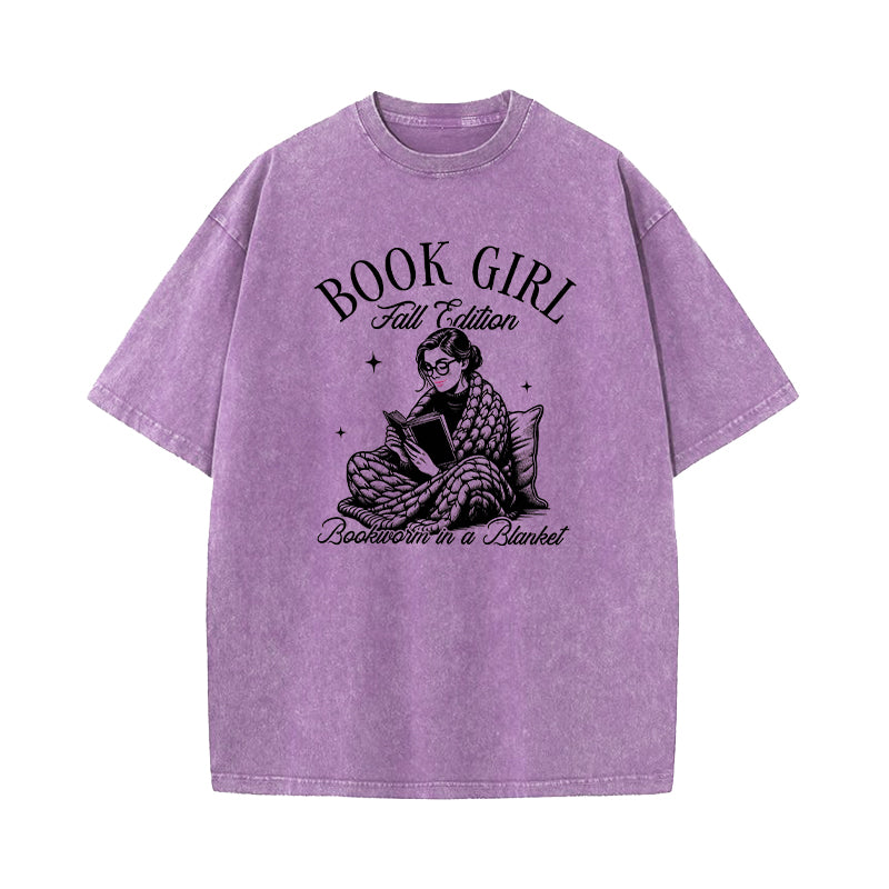 Book Girl Fall Edition Washed T-Shirt