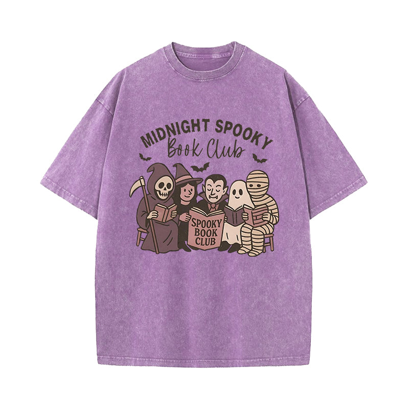 Midnight Spooky Book Club Washed T-Shirt