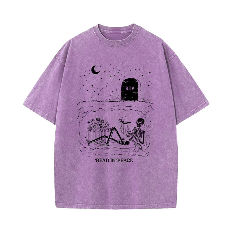 Read In Peace Skeleton Washed T-Shirt