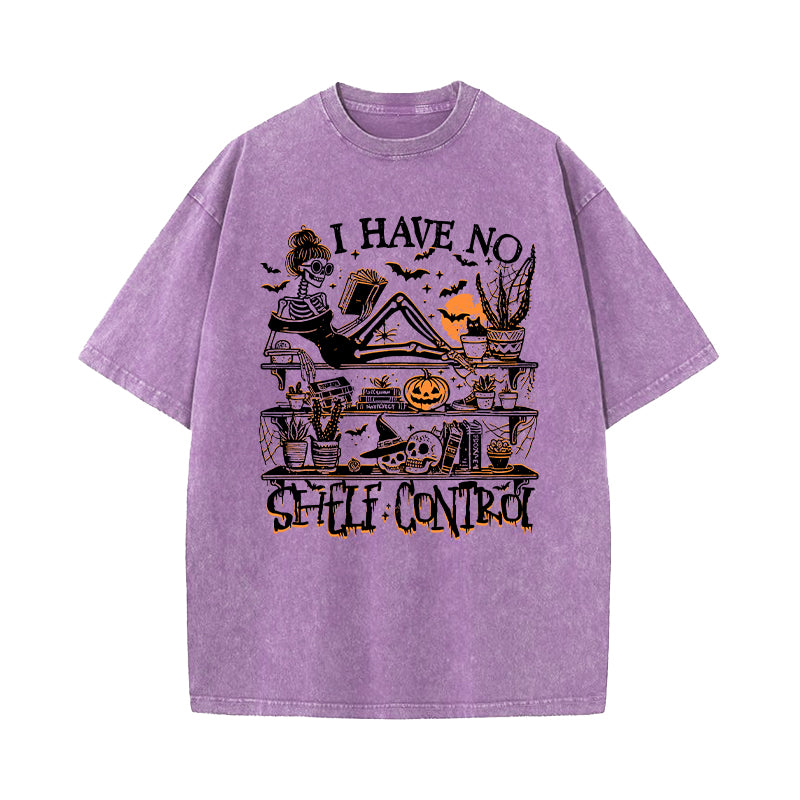 I Have No Shelf Control Halloween Washed T-Shirt