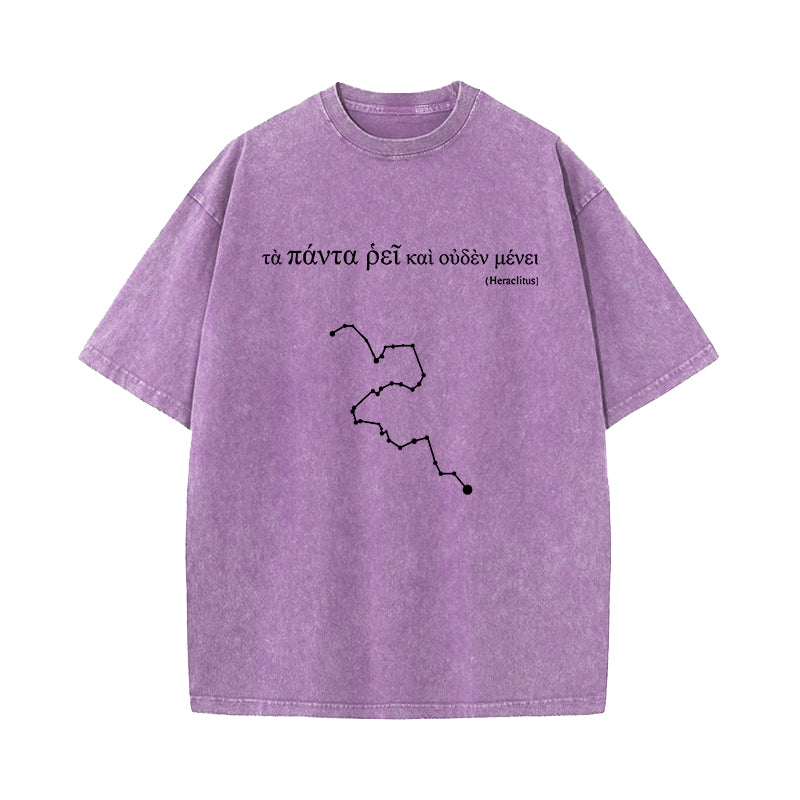 Panta Rhei Greek Phrase Everything Flows Heraclitus Washed T-Shirt