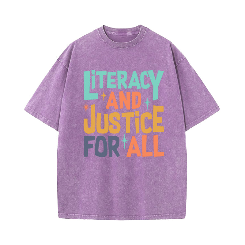 Literacy And Justice For All Washed T-Shirt