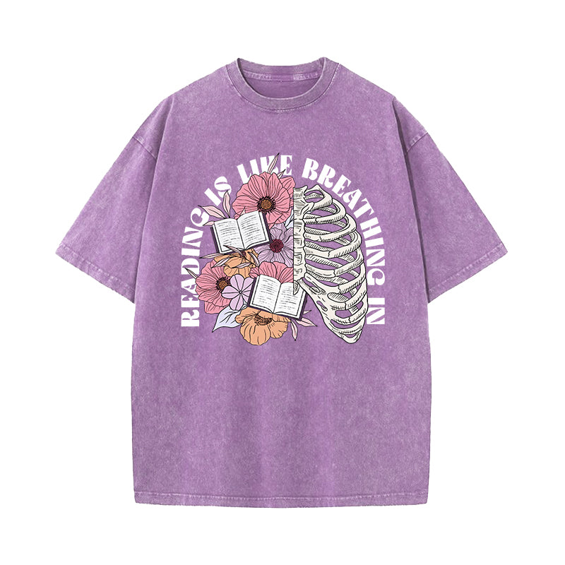 Reading Is Like Breathing Washed T-Shirt