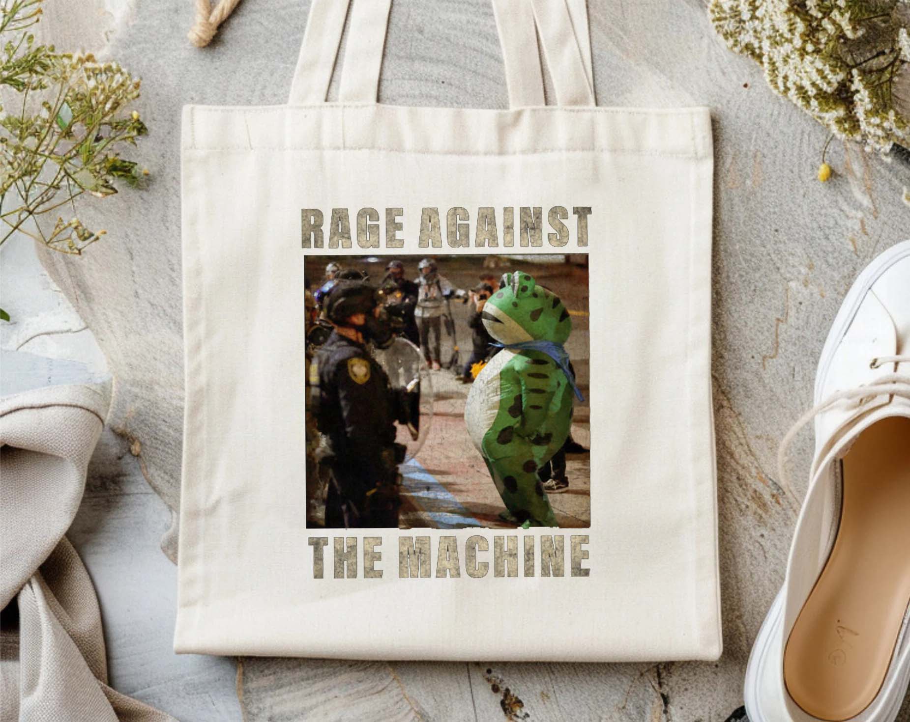 Frogs Together Strong Protest Shirt canvas bag