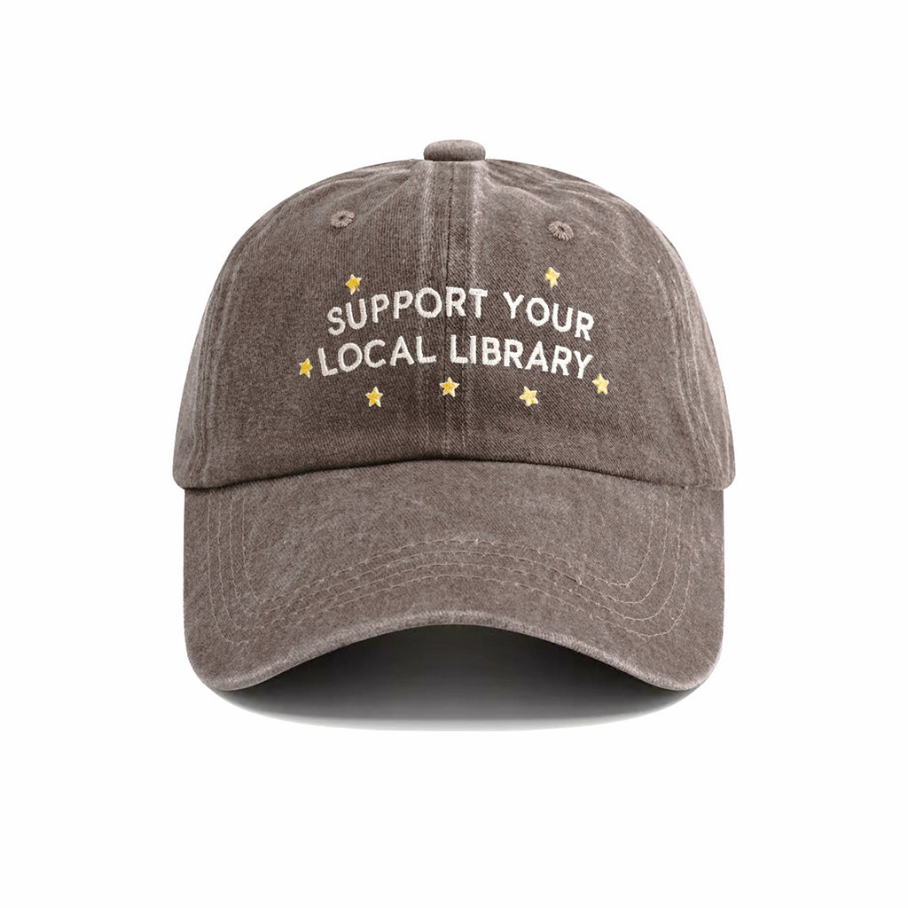 Support Your Local Library Embroidered Washed Cap