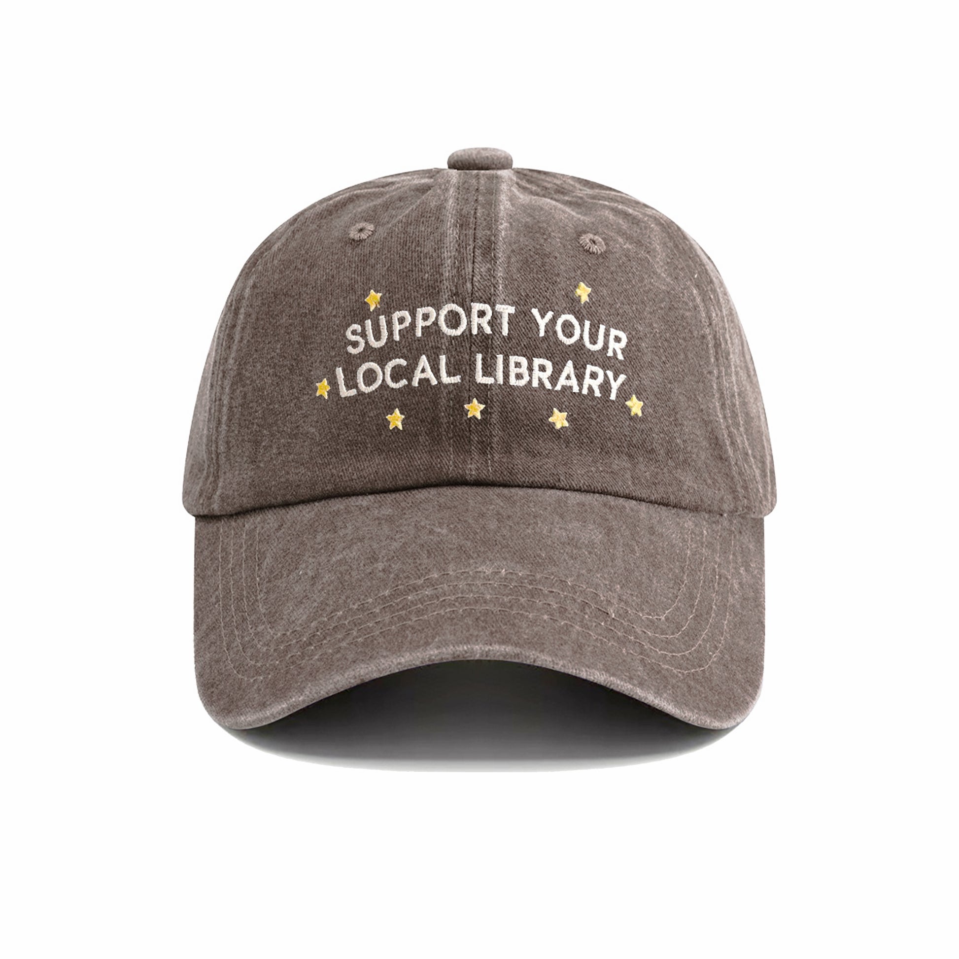 Support Your Local Library Embroidered Washed Cap