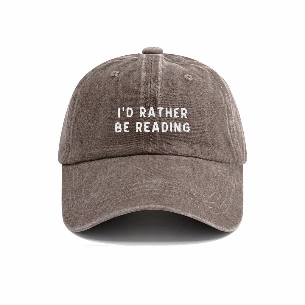 I'd Rather Be Reading Embroidered Washed Cap
