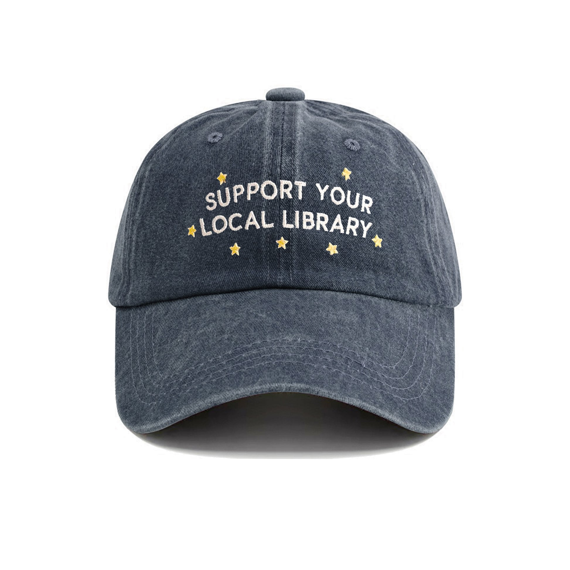 Support Your Local Library Embroidered Washed Cap