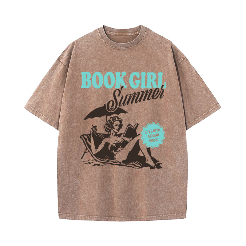 Book Girl Summer Washed T-Shirt
