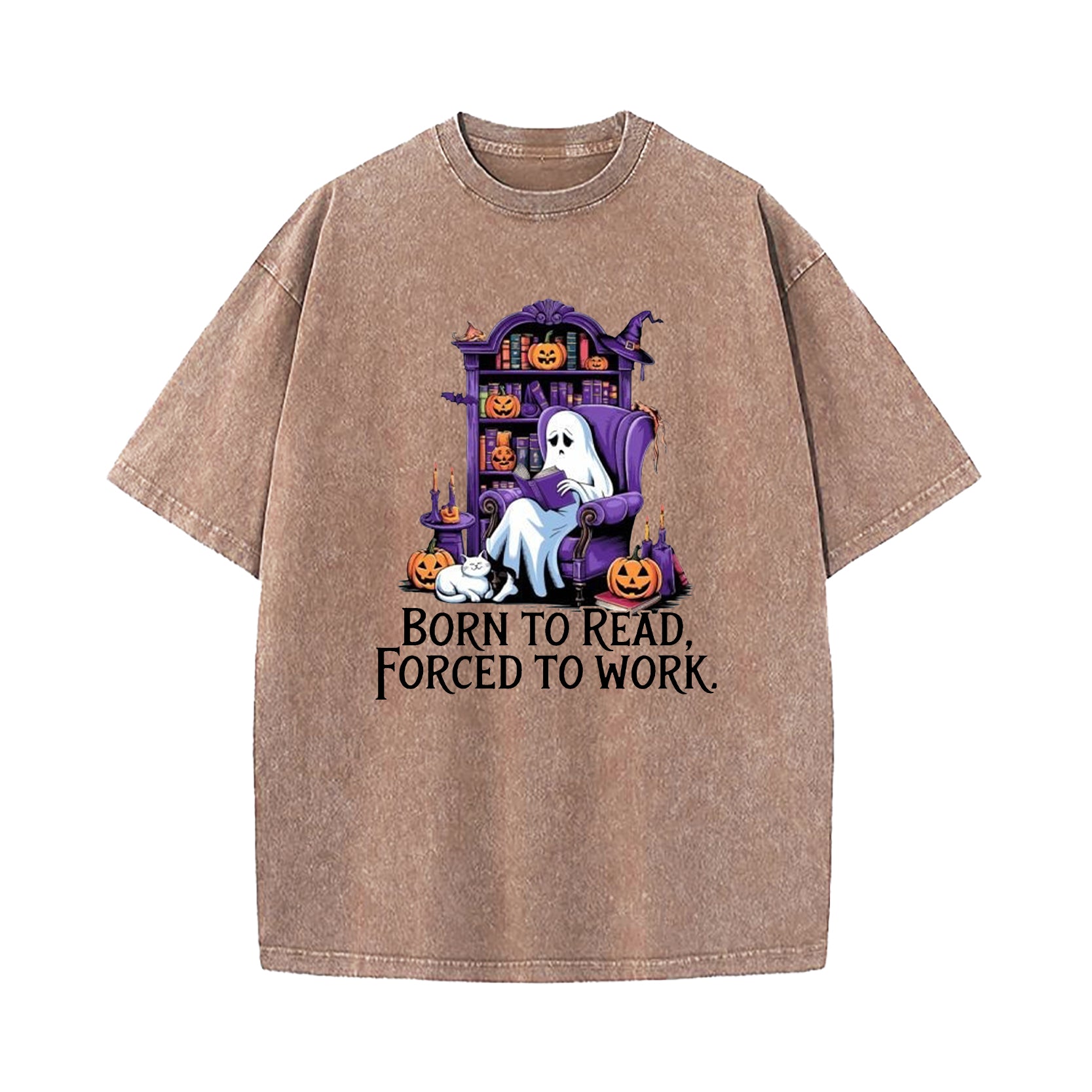 Born To Read Forced To Work Ghost Washed T-Shirt