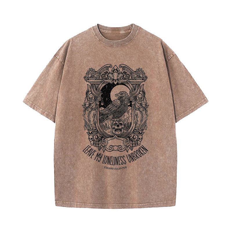 Leave My Loneliness Unbroken Edgar Allan Poe Washed T-Shirt