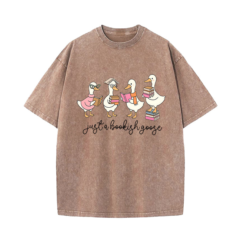 Just A Bookish Goose Washed T-Shirt