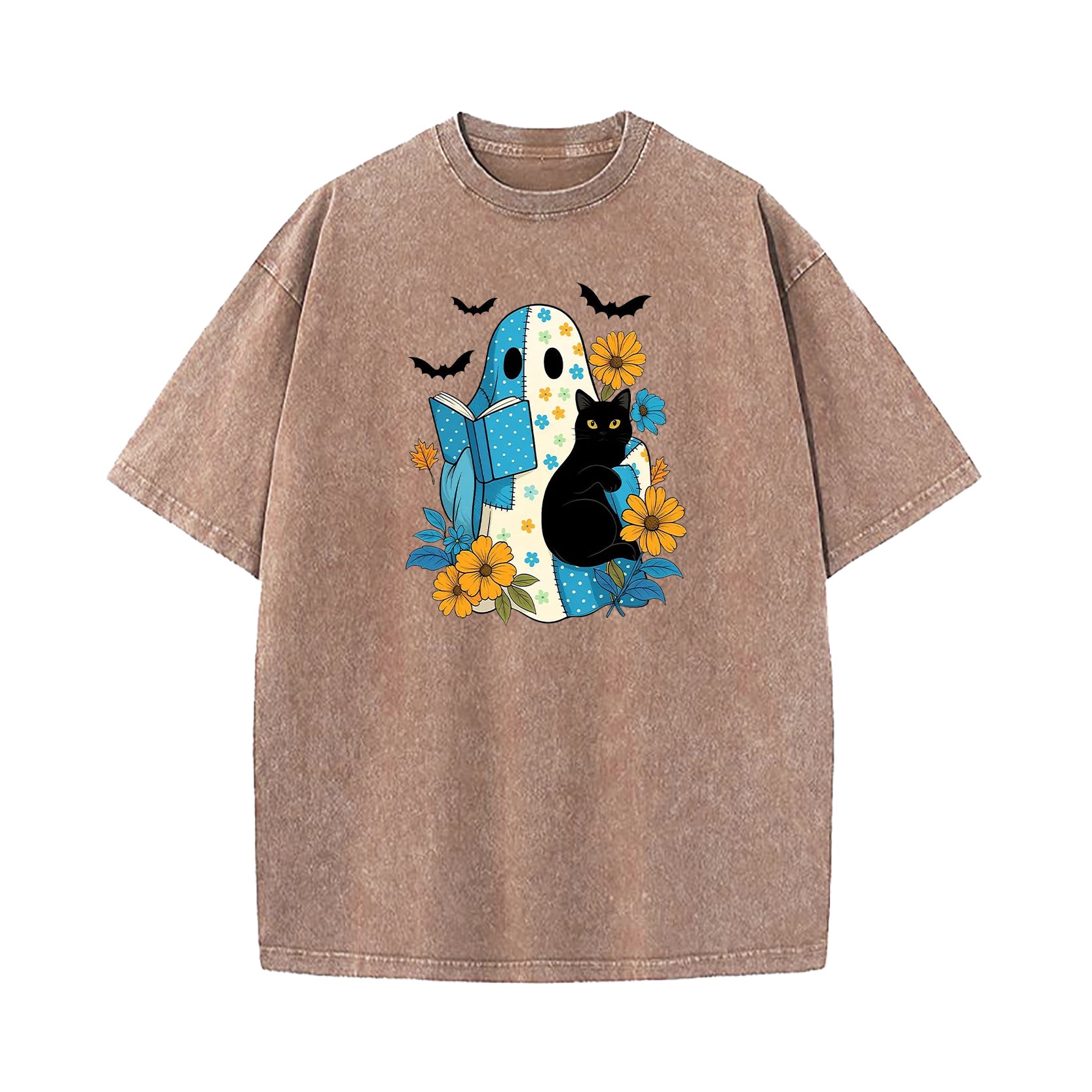 Blue Denim Patchwork Ghost Washed T-Shirt