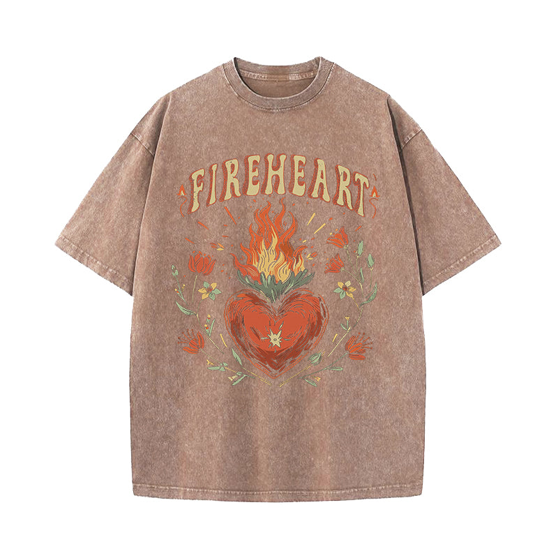 Vintage Fire-heart To Whatever End Washed T-Shirt