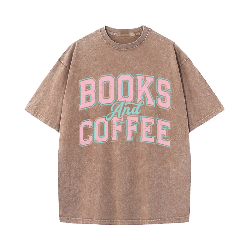 Books And Coffee Bookish Washed T-Shirt