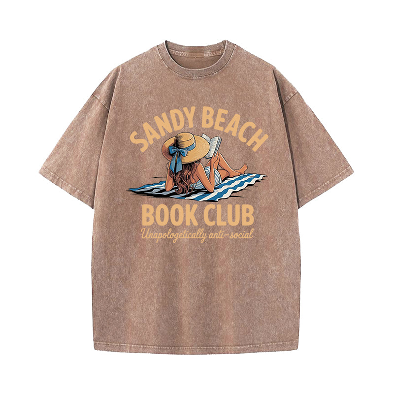 Sandy Beach Book Club Washed T-Shirt