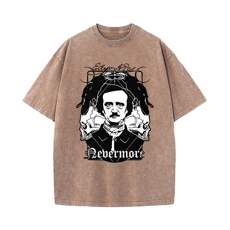 Edgar Allan Poe Nevermore Raven Washed T-Shirt