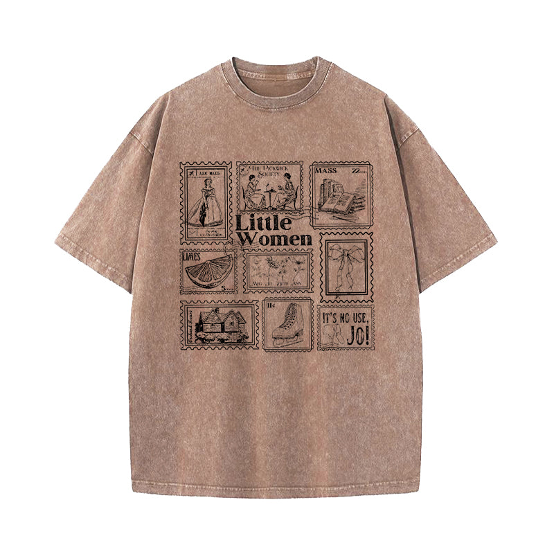 Little Women Literary Stamp Collection Washed T-Shirt