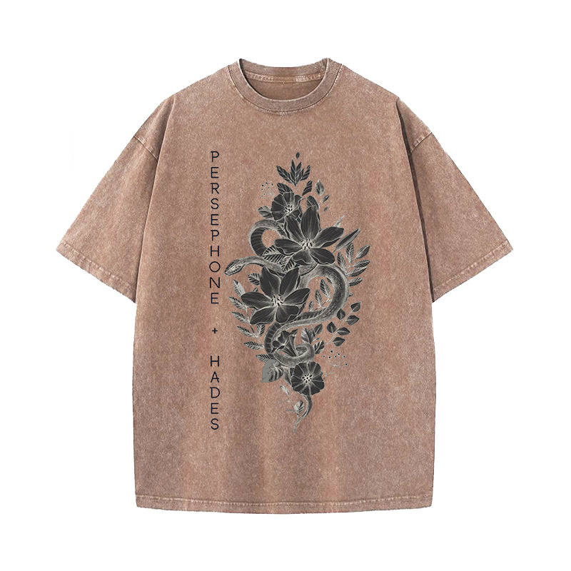 Persephone and Hades Greek Mythology Washed T-Shirt