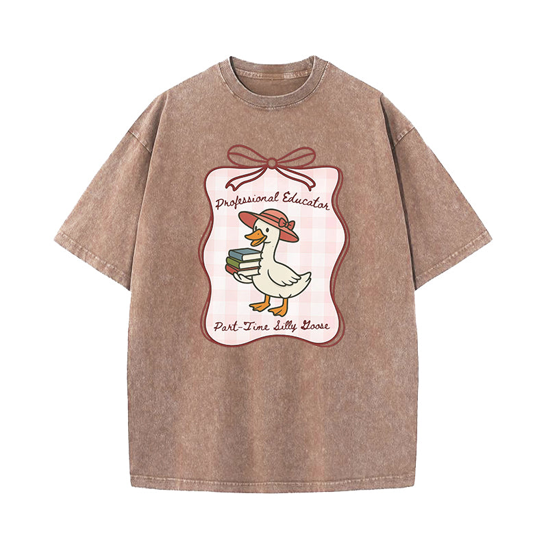 Professional Educator Part Time Silly Goose Washed T-Shirt