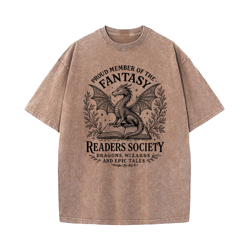 Fantasy Readers Society Dragon Washed T-Shirt
