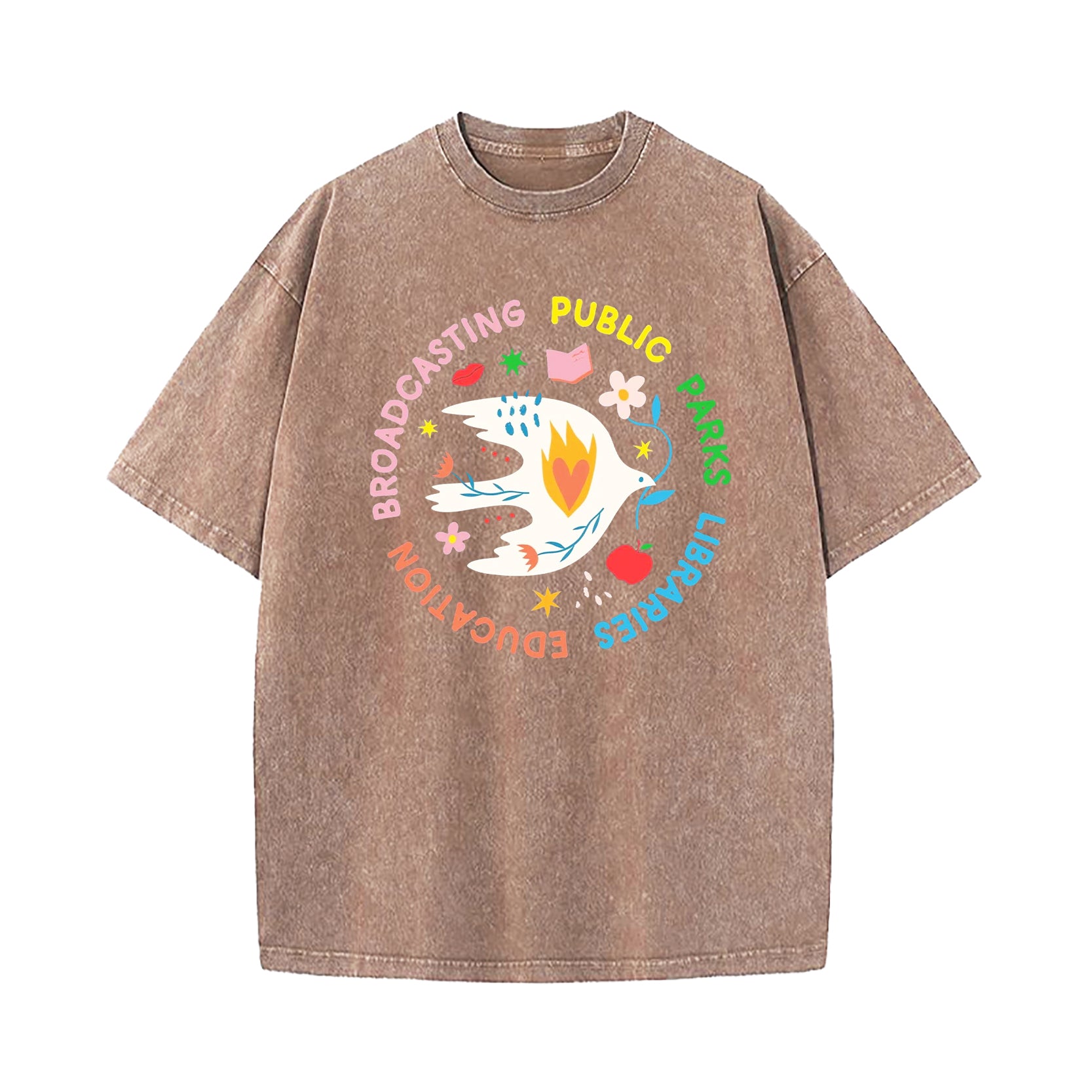NPR PBS Libraries Public Goods Dove Washed T-Shirt