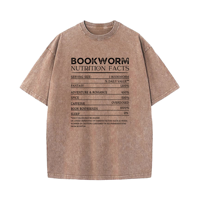 Bookworm Nutrition Facts Washed T-Shirt