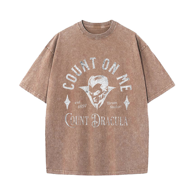 Dracula Bram Stoker Count On Me Washed T-Shirt