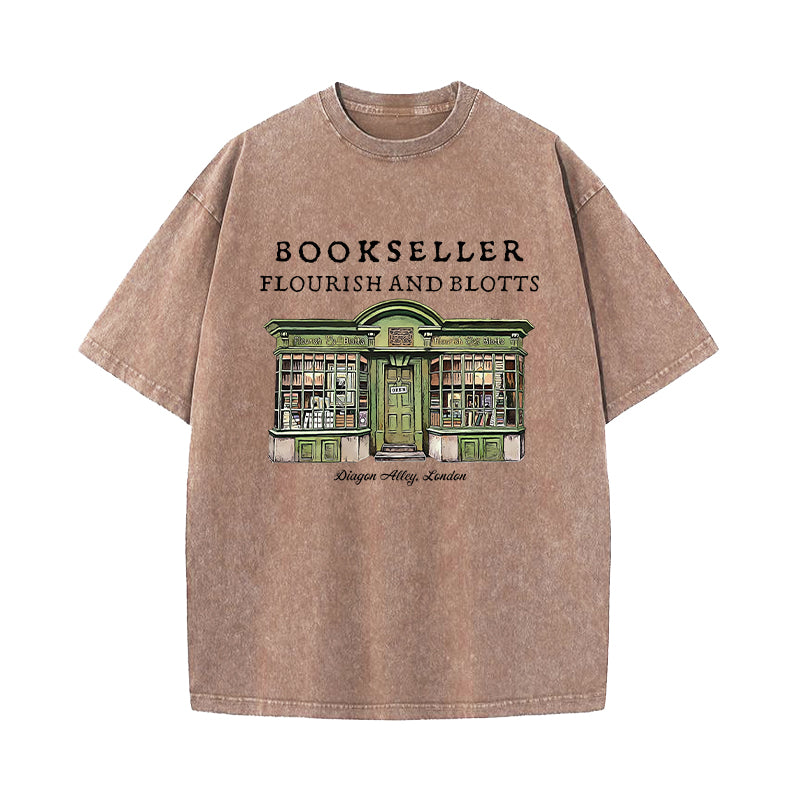 Flourish Blotts Wizard House Washed T-Shirt
