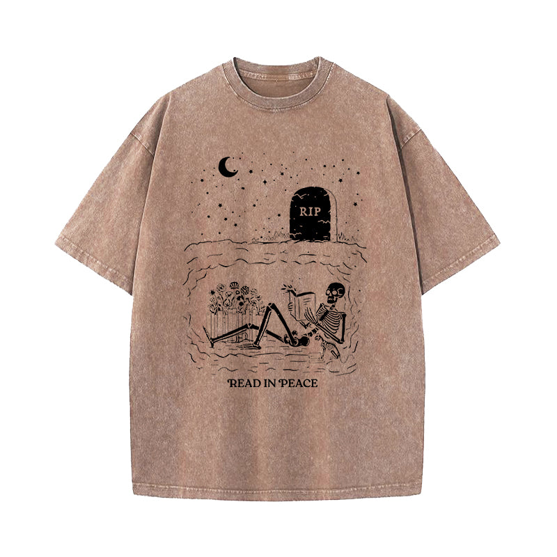 Read In Peace Skeleton Washed T-Shirt