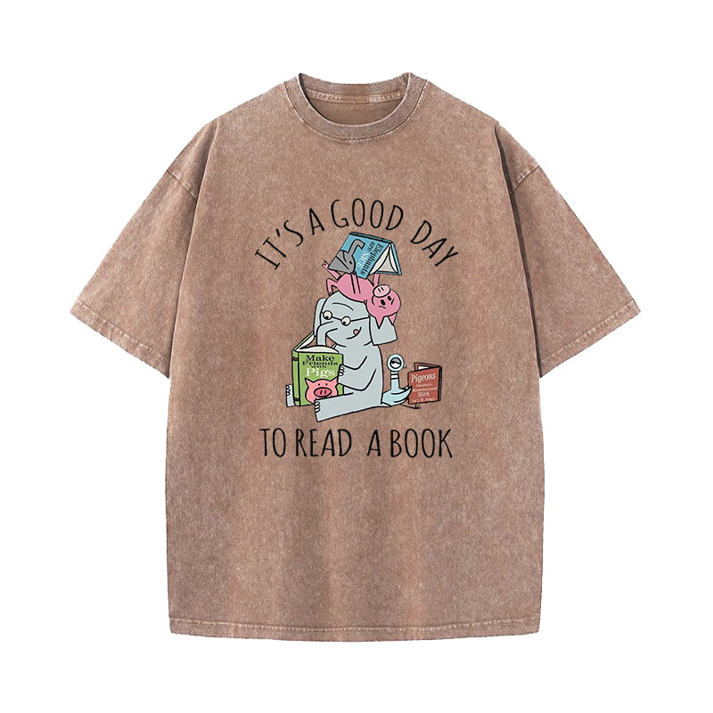 Its A Good Day To Read Piggie Elephant Washed T-Shirt