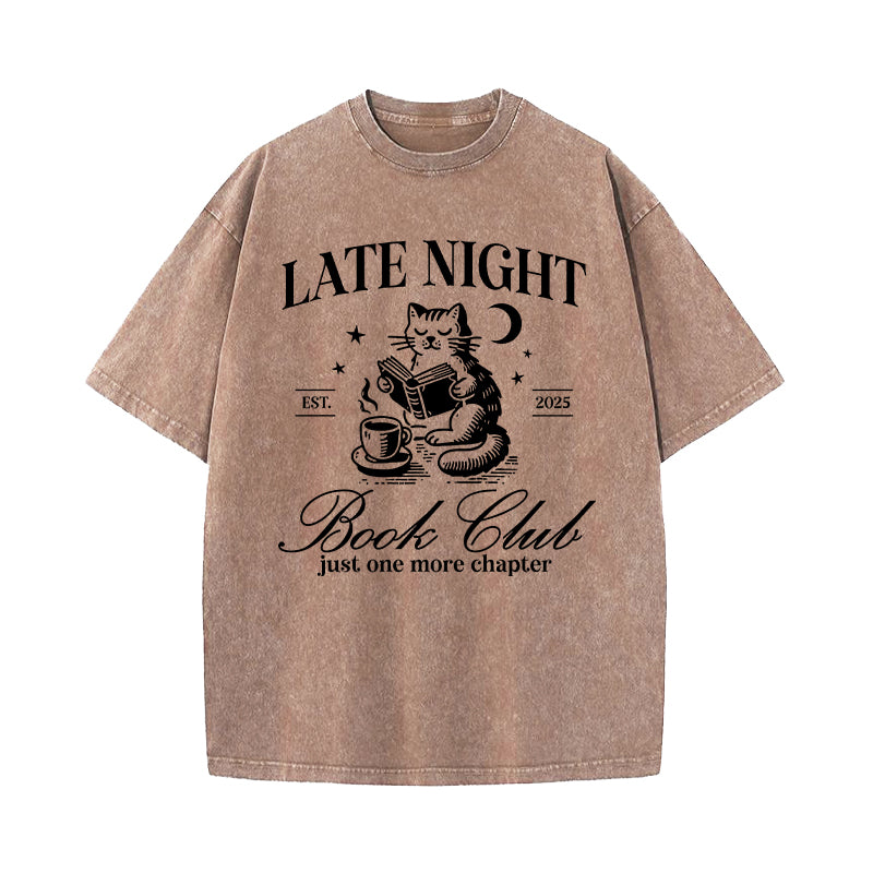 Late Night Book Club Washed T-Shirt