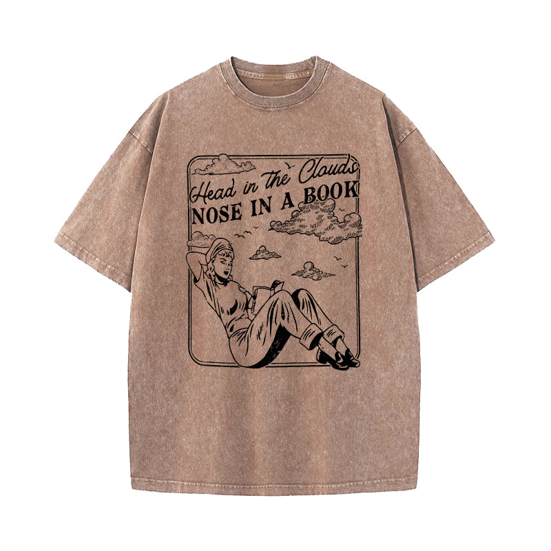 Head In the Clouds Nose In a Book Washed T-Shirt