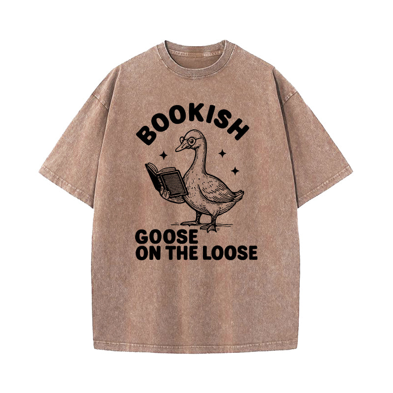 Bookish Goose On The Loose Washed T-Shirt