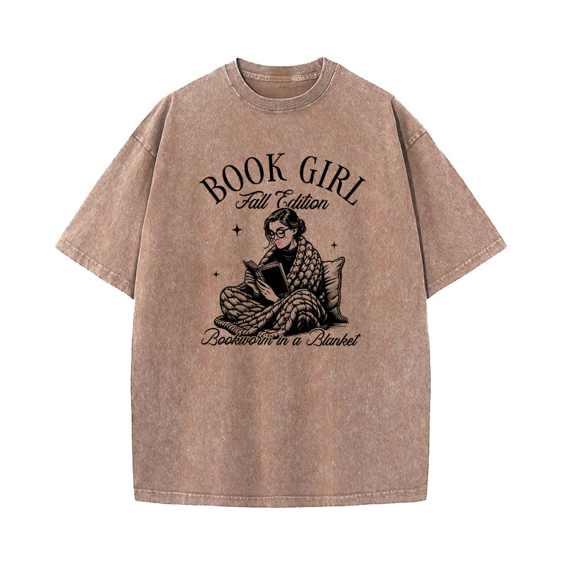 Book Girl Fall Edition Washed T-Shirt