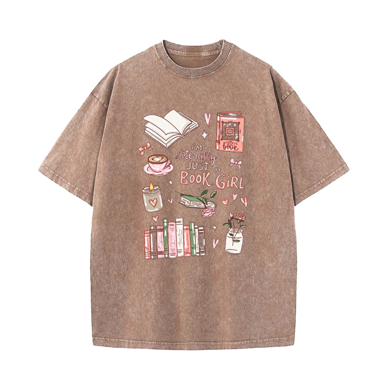 Just A Book Girl Washed T-Shirt