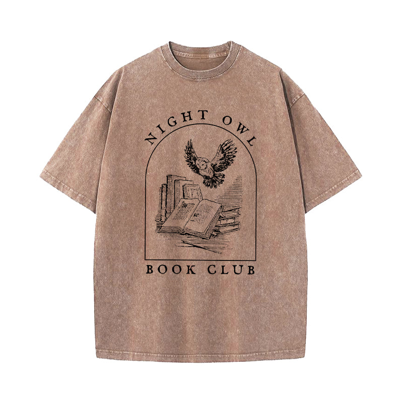 Night Owl Book Club Washed T-Shirt