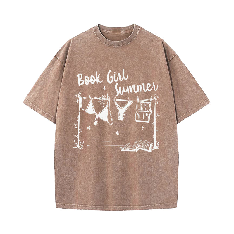 Book Girl Summer Washed T-Shirt
