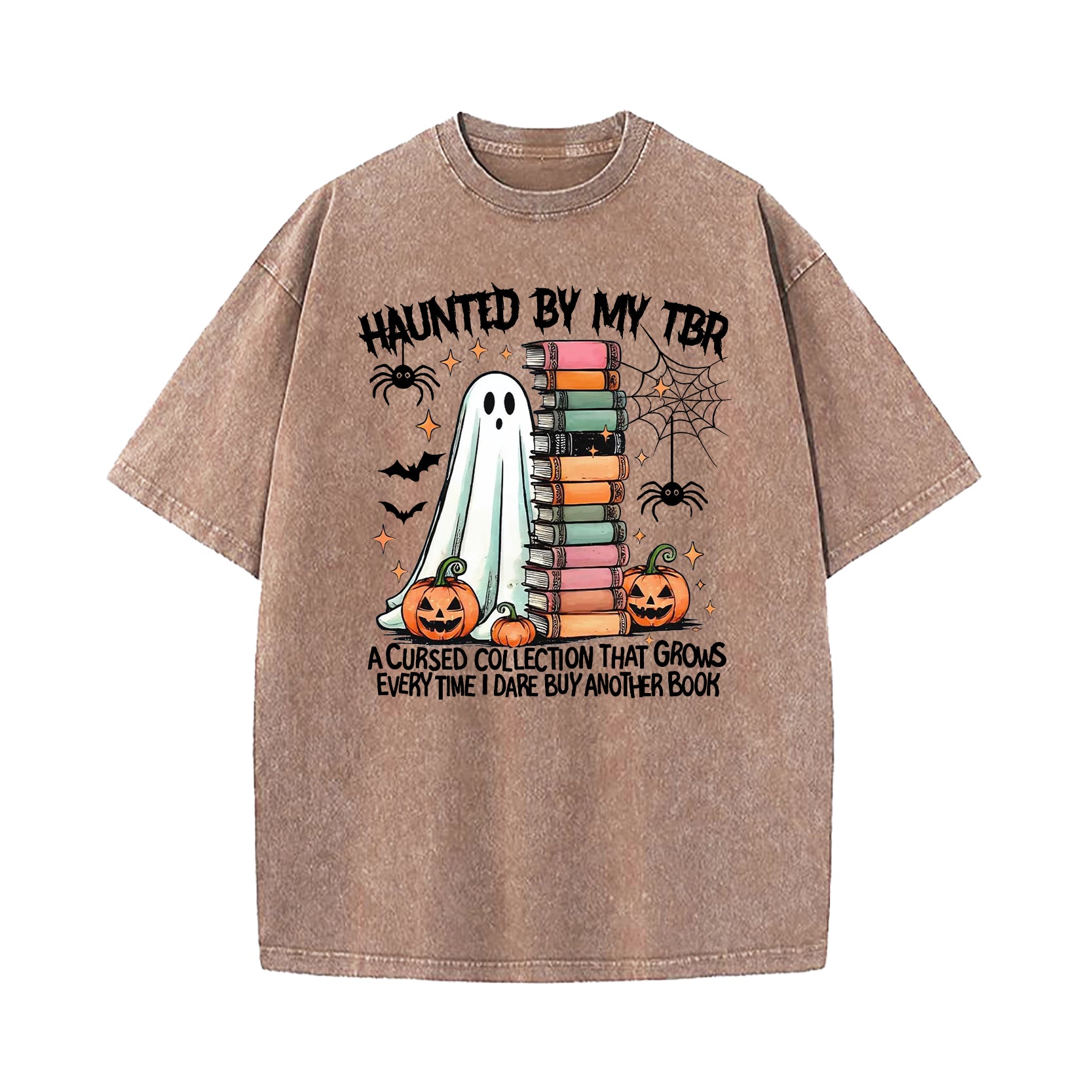 Haunted By My TBR Halloween Washed T-Shirt