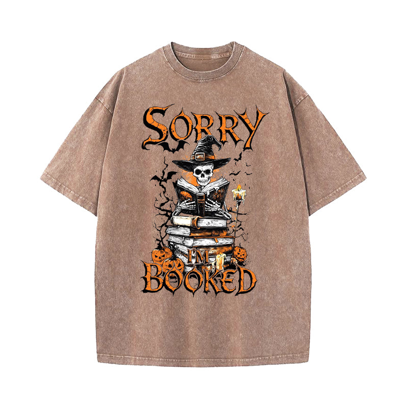 Halloween I'm Booked Washed T-Shirt