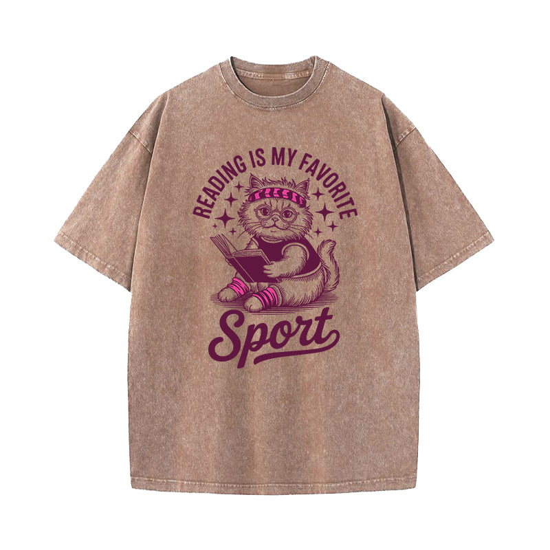Reading Is My Favorite Sport Washed T-Shirt