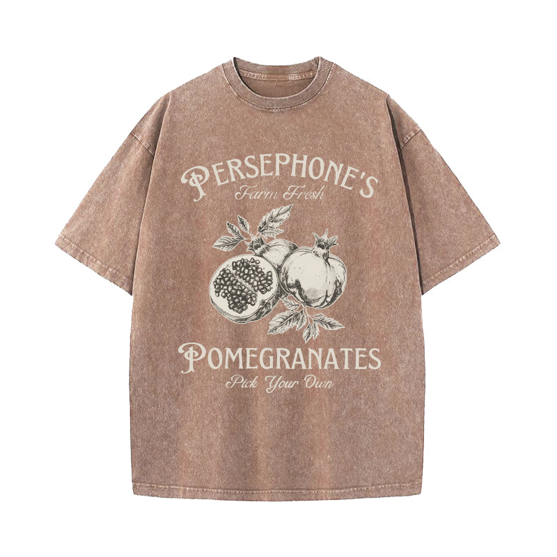 Persephone's Pomegranates Greek Mythology Washed T-Shirt