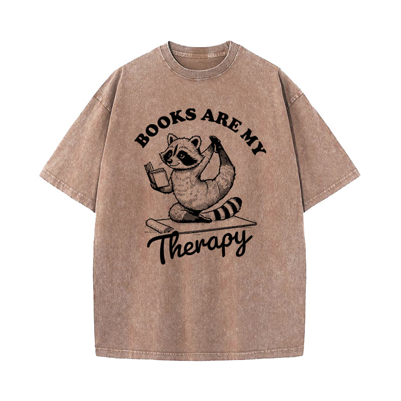 Books Are My Therapy Washed T-Shirt